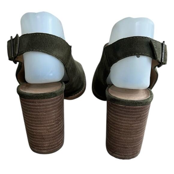 Madewell Cary Slingback Sandal Sz 8 Olive Green Suede Stacked 3.5" Block Heel - Picture 8 of 9